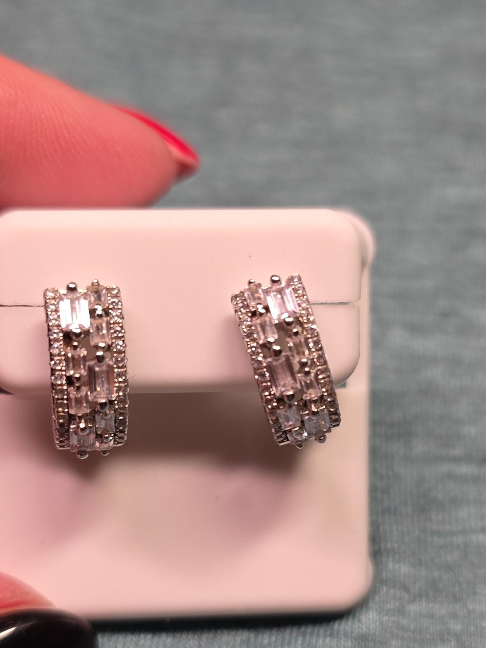 Classic Sterling Silver Spinel Huggie Earrings -